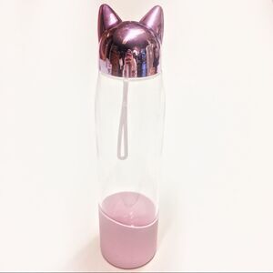 NWOT Pink Metallic Kitten Water Bottle ~22 oz.